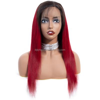 China Water Wave HL13-BU 13x4 4x4 Full Lace Wigs T1B# And Burg# Gradient 180% Remy Human Hair Wigs Straight FO Two Tone Color Women for sale