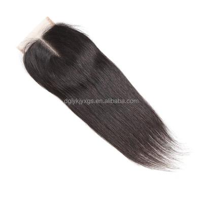 China Straight Virgin Human Hair Piece Closure HT01 Straight Wave HD Lace Up Closure 4x4 Top Soft Bulk Piece for sale