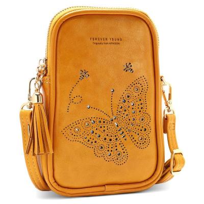 China Cutout Phone Bag 2023 custom luxury handbags sling bag ladies girls leather crossbody bag women's shoulder handbags for sale