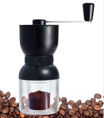 China 2022 Eco-Friendly Portable Large Size Clear Acrylic Plastic Hand Outdoor Manual Coffee Bean Grinders With Adjustable Grinding Size for sale