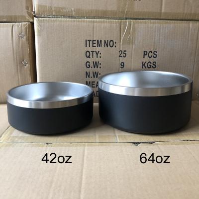 China Wholesale Low Price High Quality Non-automatic 32oz 64oz Double Wall Insulated Stainless Steel Powder Coated Dog Pet Bowl for sale