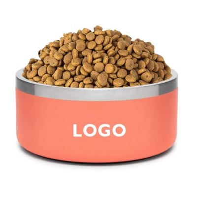 China 32 OZ / 64 oz Non-Auto Powder Coated Double Wall Vacuum Insulated Pet Food Bowls Feeder Stainless Steel Dog Bowl For Medium Small Dogs for sale