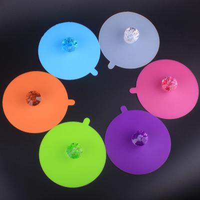 China Diamond Design 11cm Viable Diameter Multifunctional Silicone Lids Covers For Coffee Cup for sale