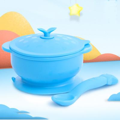 China Disposable Strong Suction Food Grade Silicone Kids Rice Bowl Baby Meal Cup Easy To Clean Baby Food Supplement Dish for sale