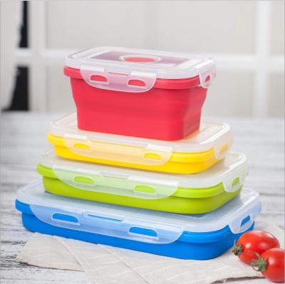 China Disposable Silicone Folding Bowl Student Work Portable Tableware Microwave Refrigerator Bowl Sealed Storage Box for sale