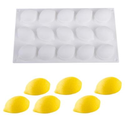 China 15 Cavity Stocked Lemon 3D Silicone Baking Mold for Candy, Chocolate Dessert, Pastry, Cupcake, Cream, Pudding, Cake Decorating Mold for sale