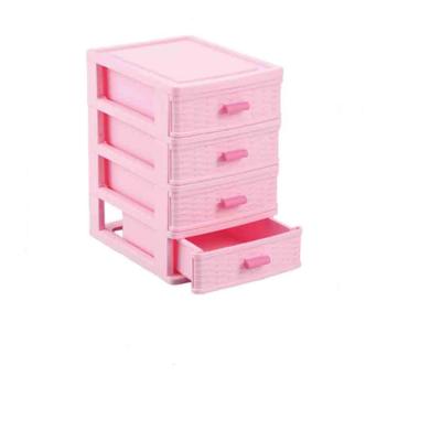 China LINK BETTER Small 4 Tier Sustainable Plastic Drawer Desk Plastic Storage Box for sale