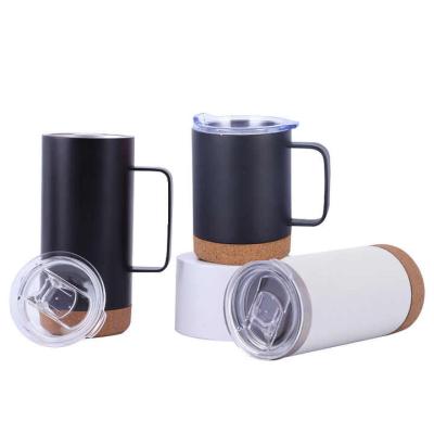 China PORTABLE Slip Resistant Cork Base 12oz Straight Mug With Handle Stainless Steel Vacuum Insulated Coffee Tumbler Custom Logo for sale