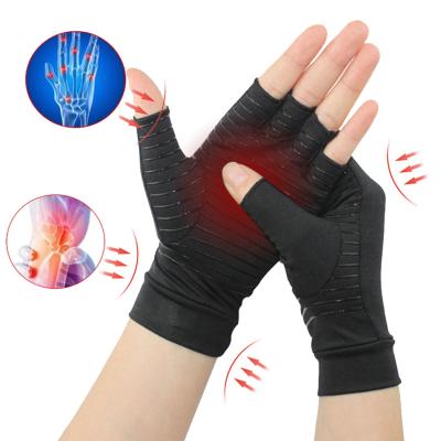 China Free Sample Magnetic Arthritis Fingerless Copper Compression Gloves Anti-Slip for sale