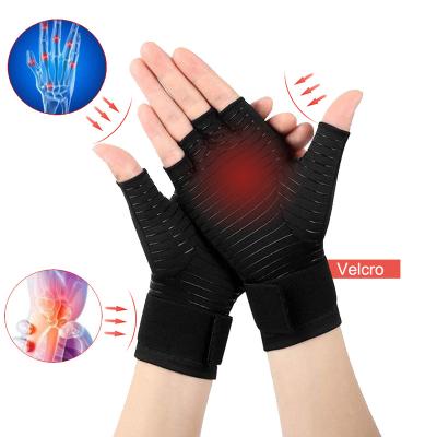 China Factory Anti-Slip Copper Infused Iron Fingerless Copper Nylon Gloves For Protection for sale