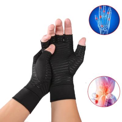 China Custom Free Compression Copper Fingerless Anti Arthritis Magnetic Gloves Anti Slip for sale