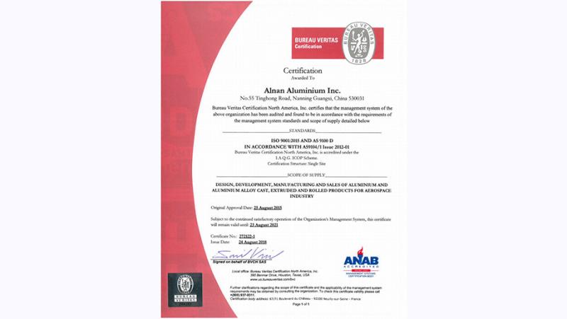 ISO 9001:2015 AND AS9100D - Zhu Xia Metal Products Co.,Ltd