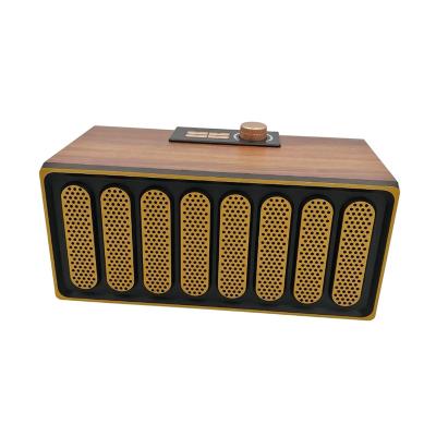 China Phone Function Home Theater Speaker Wooden Microphone Wireless Wooden Speaker With FM Radio USB TF Card for sale