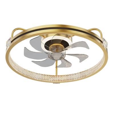 China Modern Luxury Aluminum Acrylic Gold Fan Wrought Iron Fan Modern Innovative Design Fan Light for sale