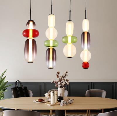 China Modern Nordic Design Chandelier LightRestaurant Modern Glass Chandelier Bar Colored LED Light for sale