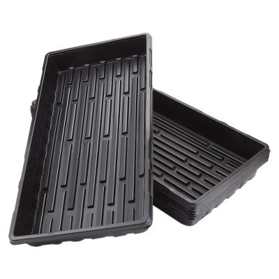 China For Nursery Vegetables 550 x 280mm Black Plastic Seed Propagation Thick Heavy Duty Flat Seedling Tray No Holes Rice Flat Trays for sale