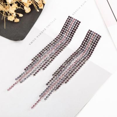 China Fashion temperament rhinestone jewelry female Korean earrings jewelry set diamond European and American tassel earrings for sale