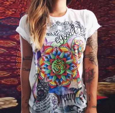 China QUICK DRY European station selling spring and summer sun moon female three-dimensional printing thin T-shirt overseas new for sale