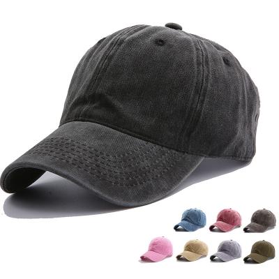 China European and American Style Flat Washed Baseball Hats Men and Women Make Wholesale Outdoor Curved Brim Hats Old Black Soft Top Hat Manufacturers for sale