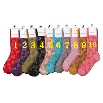 China Breathable Luxury Socks Women Cotton Glitter Character Pattern Designer Socks Brand Famous Name Socks Factory Wholesale for sale