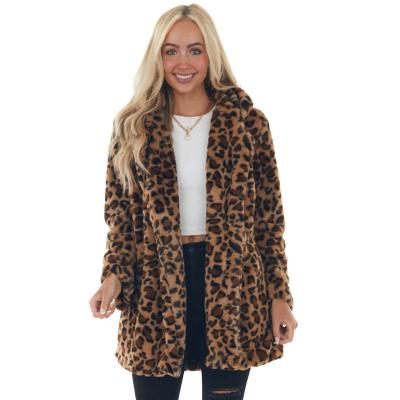 China Anti-wrinkle hot sale women's long leopard grain outerwear women's fashion imitation fur coat for sale