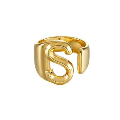 China Retro European and American punk exaggerated gold plated ring English adjustable Korean personality ring letter fashion for sale