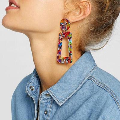 China South Korea new style acetic acid geometric stud earrings leopard print punk earrings for sale