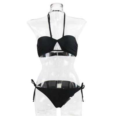 China Swimwear Triangle Hollow Out Halter Front Neck Design Breathable Bikini for sale