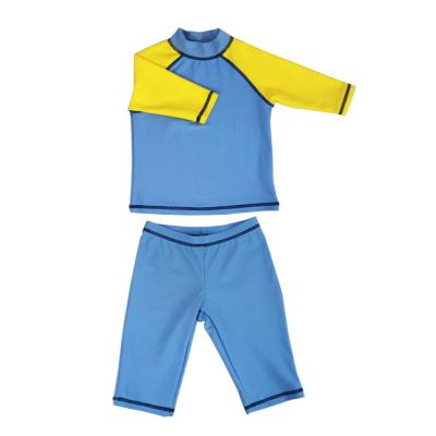 China Color Block Breathable Kids Guard 2021 UPF 50+ Breathable Medium Sleeve Rash Swimwear For Boys for sale