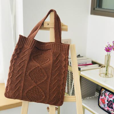 China Korea Solid Color Lightweight Japanese Wool Knit Handbag Messenger Bag Art Ladies Soft Casual Shoulder Bags for sale