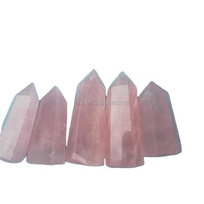 China China Wholesale Natural Rock Quartz Polished Pink Rose Quartz Crystal Single Points Healing Magic Wands for sale