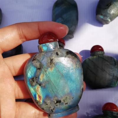 China China Natural Snuff Bottle Crystal Quartz Labradorite Smoking Bottle For Smoking Pipe Gift for sale