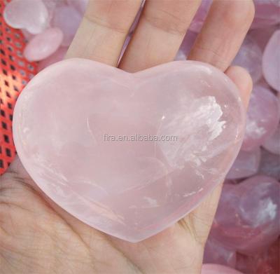 China Wholesale China Crystal Heart Decoration Hand Made Natural Rose Quartz Crystal Hearts for sale