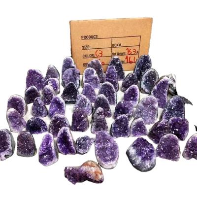 China China Wholesale Natural Amethyst Geode Crystal Free Form Standing Amethyst Group Slab For Fengshui for sale