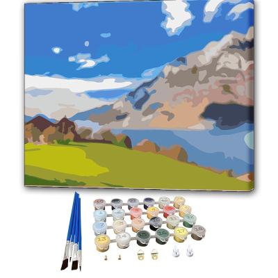 China New Classical/Postmodern Seascape Oil Painting By Numbers For Children And Adult Seside Landscape Paint By Number for sale