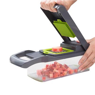 China Viable 12 in 1 Multifunctional Vegetable Chopper Cutter Slicer Spiralizer Peeler Dicer with Drain Basket for Kitchen for sale