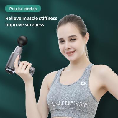 China 2021 New Body Fascial LCD Handheld Electric Gun Deep Tissue Percussion Muscle Relax Thruster Portable Powerful Mini Massage Gun for sale