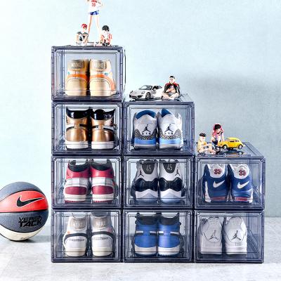 China Standable Magnets Organizers Shoe Boxes&bin Storage Rack Containers Stackable Drawers For Women/Men Plastic Transparent for sale