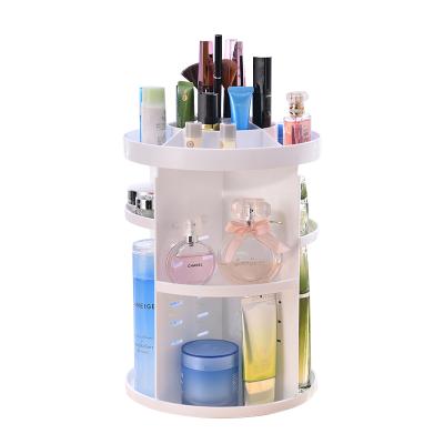 China 360 Rolled Plastic Makeup Storage Box Makeup Desk Organizer Box Bathroom Vanity Cosmetic Holder For Brush Lipstick Mask Jewelry for sale