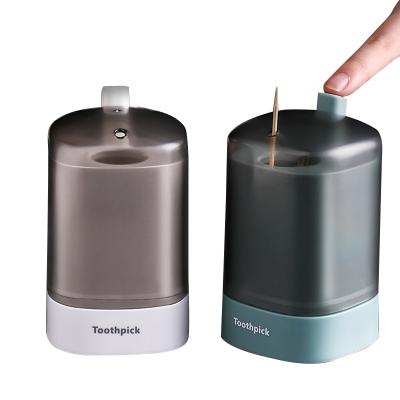 China Sustainable Automatic Plastic Toothpick Holder Automatic Toothpick Storage Dispenser Box for sale