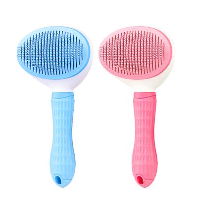 China Stocked cleaning pet and self grooming productseasy stainless steel dog cat hair remover slicker brush tool pp handle for sale