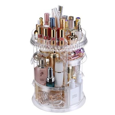 China Sustainable Makeup Organizer 360 Degree Rotating Case Acrylic Storage Box With Drawers Large Capacity Multifunctional Cosmetics for sale