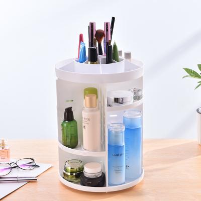 China Sustainable Multifunctional 360 Rotating Makeup Storage Organizer Cosmetics Box With Drawers Black White Container for sale