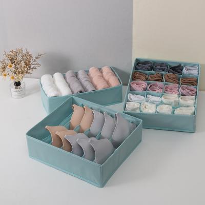 China Contemporary Non-woven Fabric Grid Underwear Dresser Drawer Organizer Storage Box Compartment Foldable Panty Socks for sale