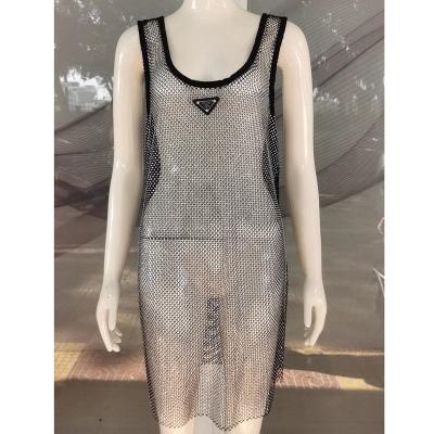 China QUICK DRY Women's Sexy Sparkle Crystal Shift Dress Amazing Bring Diamond Club Vest Dresses New Ladies Shiny Part Cover Up for sale