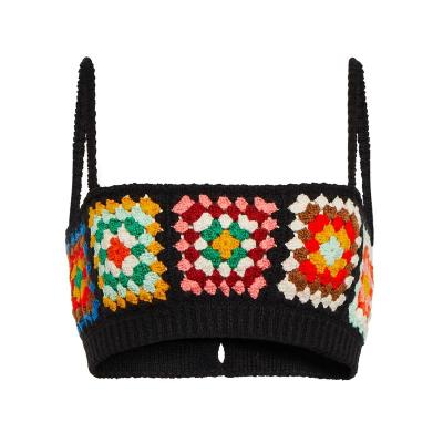 China Bohemian Style Anti-pilling Women Crochet Bralette Multi Color Cotton Crop Top for sale