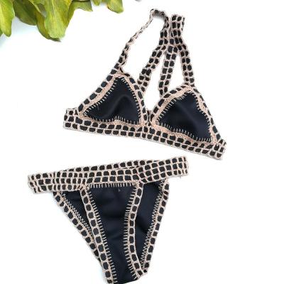 China Reversible Crochet Black Khaki Bikini Set Swimwear Sexy Triangle Swimwear New Swimwear for sale