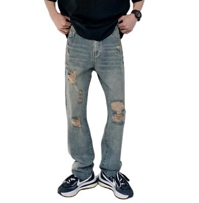 China High Street Pants Men's Loose Straight Casual Pants Viable Broken Jeans Men Retro for sale