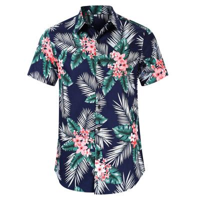 China Men's plus size shirts printed European and American Hawaiian shirt men's summer short-sleeved breathable shirts for sale