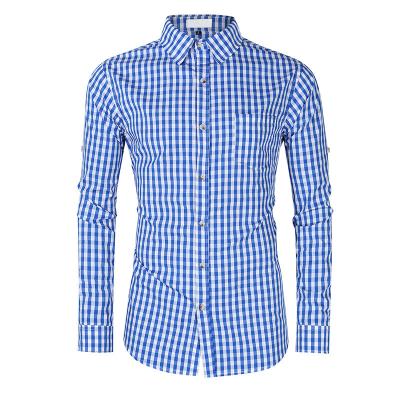 China Sustainable Mens Shirts Slim Fit Mens Cotton Shirts Plaid Mens Shirts Full Sleeve for sale